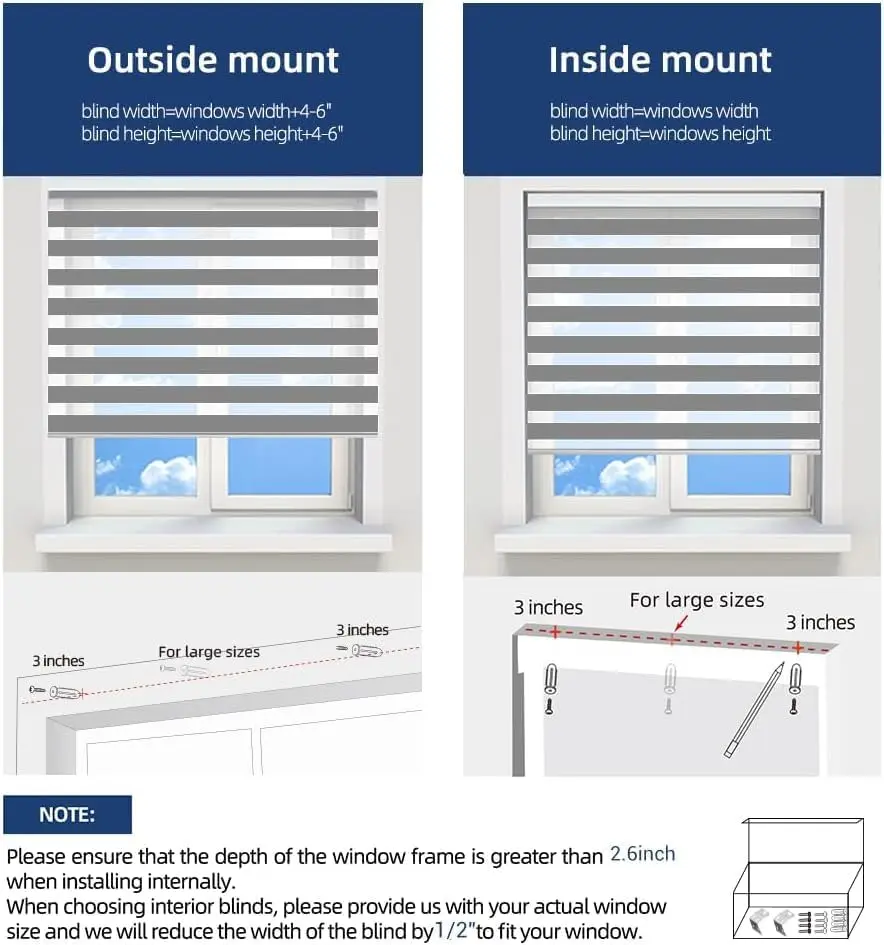 Cordless Zebra Blinds Double Layer Shades for Windows Custom Size Light Filtering Blinds Light Control Privacy Roller Shades - Image 6