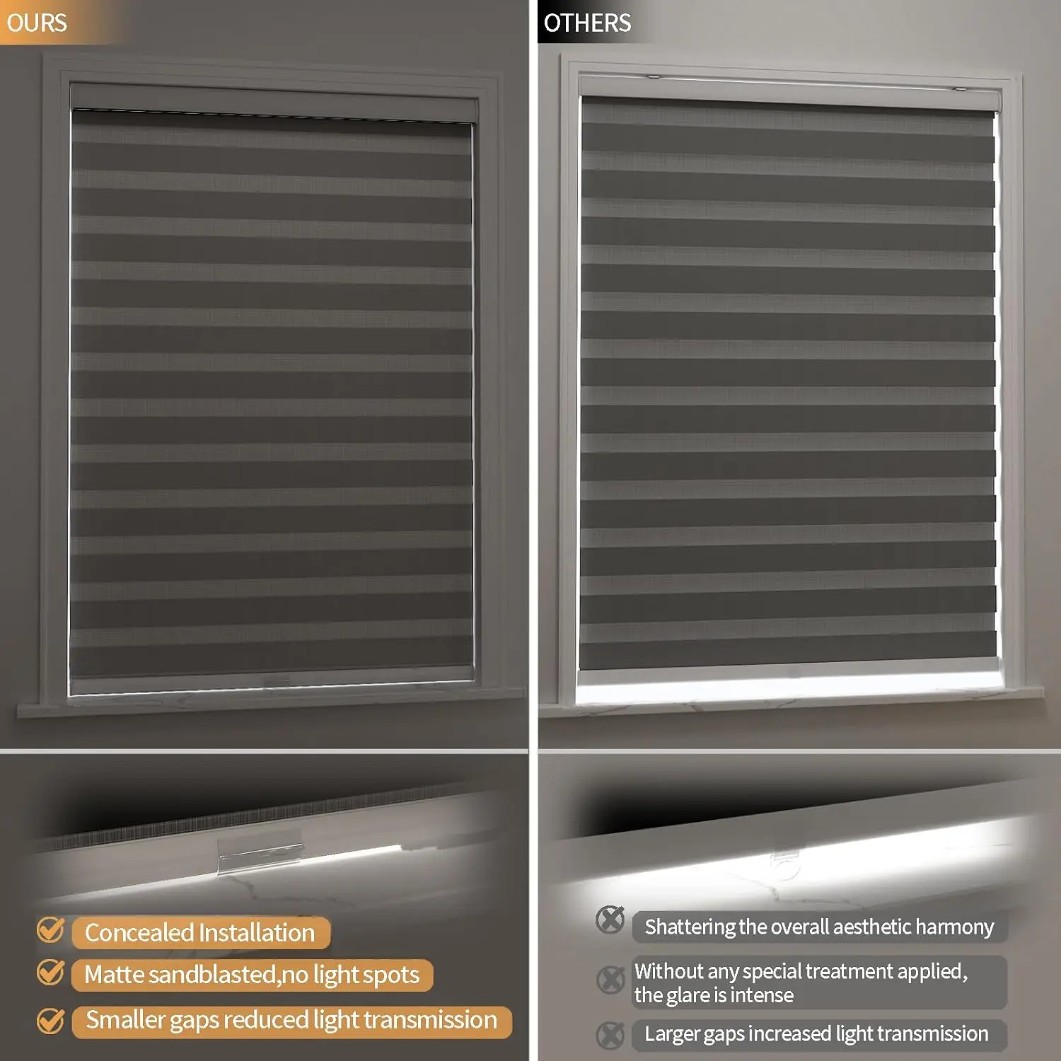 Cordless Zebra Blinds Double Layer Shades for Windows Custom Size Light Filtering Blinds Light Control Privacy Roller Shades - Image 4