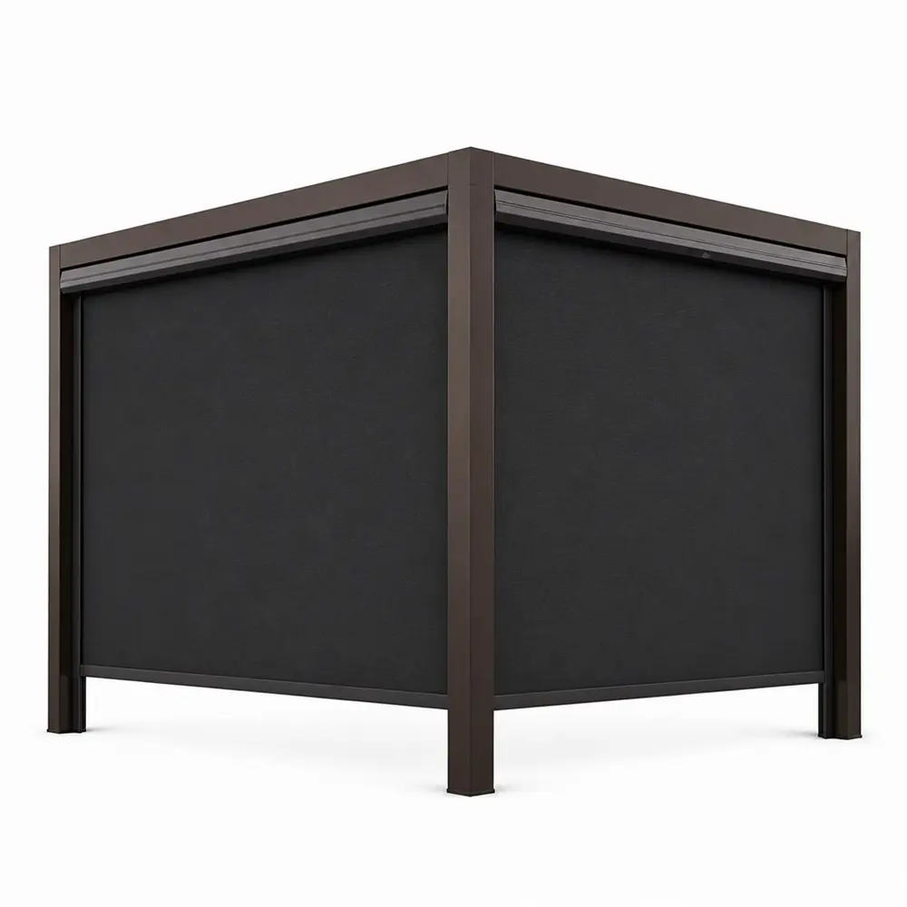 Windproof Zip Track Outdoor Roller Blind Motorized Wind Resistant Exterior Screen Shade for Patio and Balcony