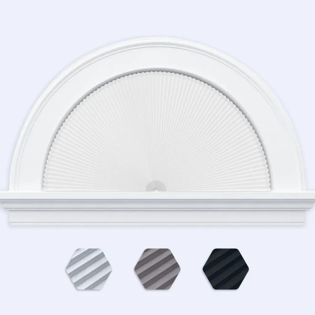 Arch Window Shades Blackout Cellular Shades Cordless No Drill Honeycomb Blinds for Half Circle Windows