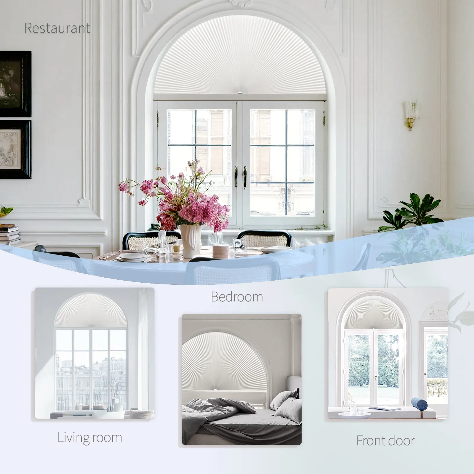 Arch Window Shades Blackout Cellular Shades Cordless No Drill Honeycomb Blinds for Half Circle Windows - Image 4