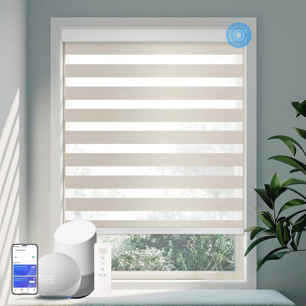 Dual-layer Motorized Zebra Blinds Rechargeable Battery Operated for Villa