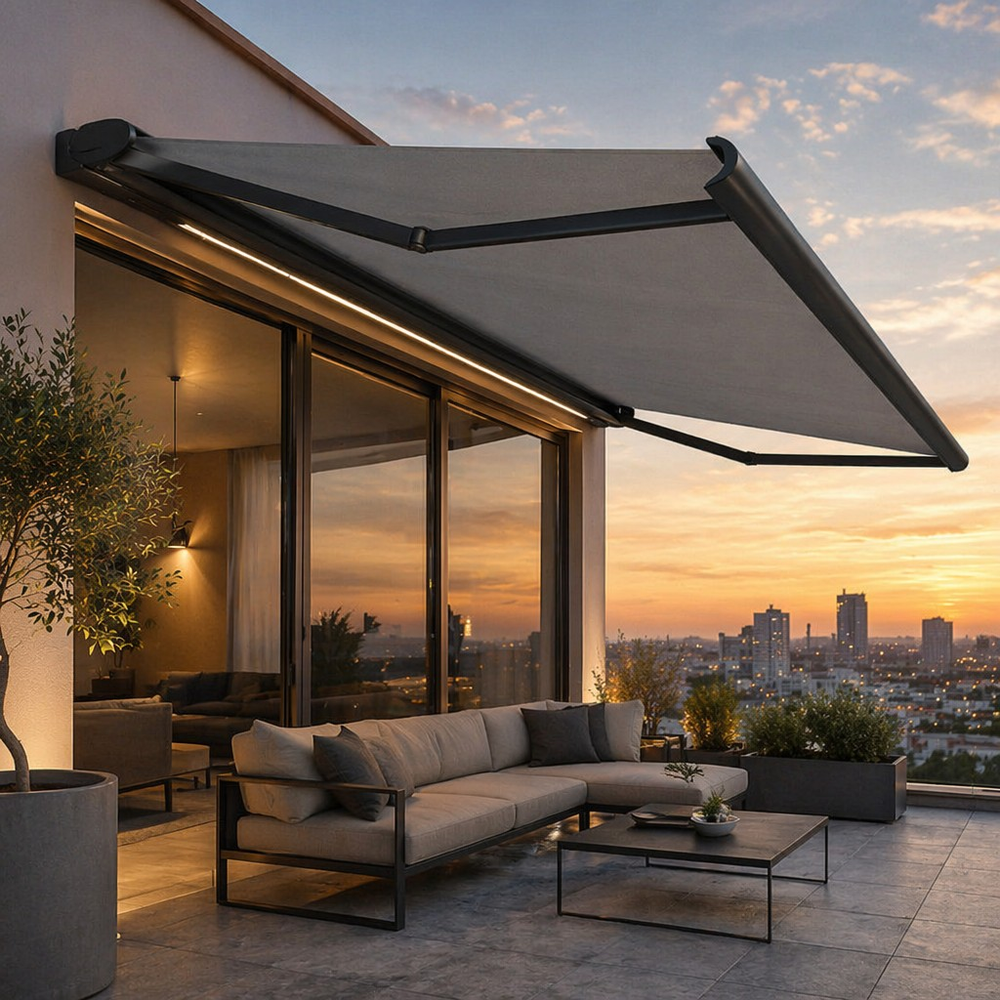 Motorized UV Resistant Retractable Awning for Poolside Terrace Balcony