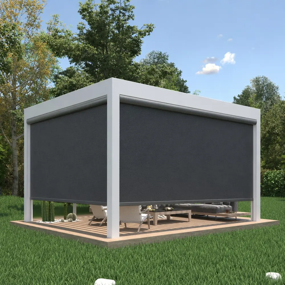 Electric Windproof Zip Track Outdoor Blind for Villa Garden Pergola