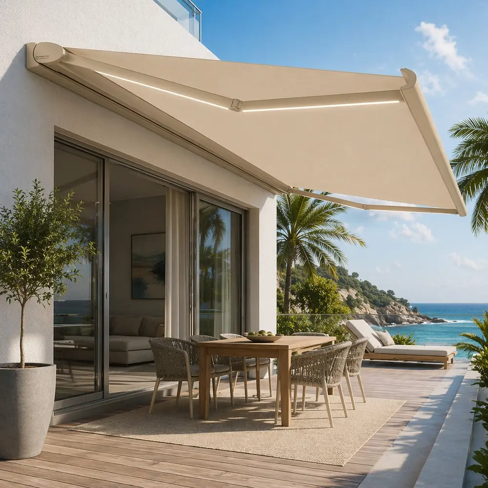 Electric Waterproof Full Cassette Awning for Luxury Villa Garden Patio