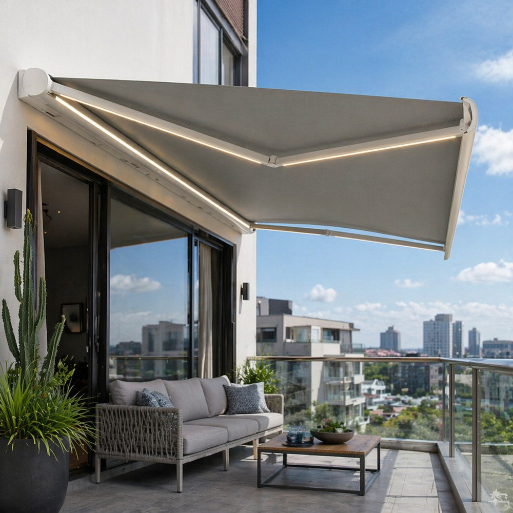 Electric Windproof Full Cassette Retractable Awning for Outdoor Terrace