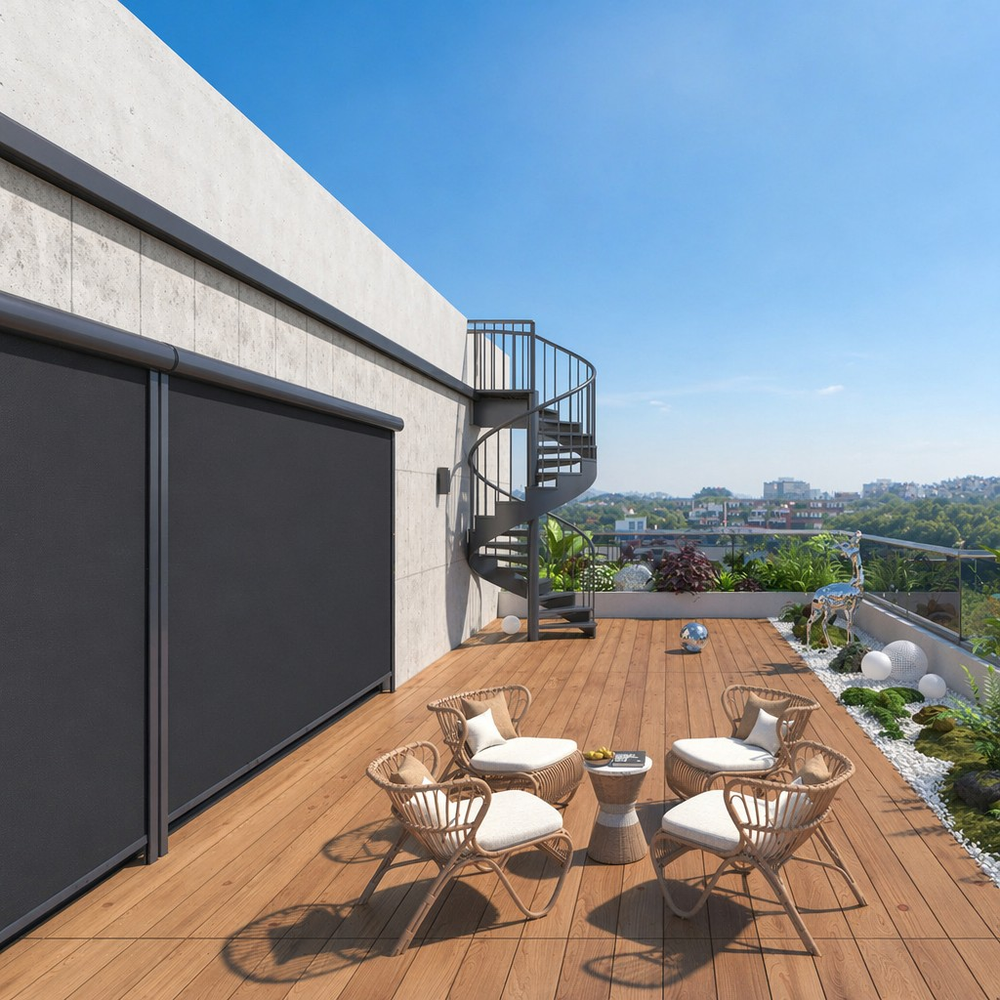 Smart Windproof Retractable Outdoor Blind for Modern Villa Balcony