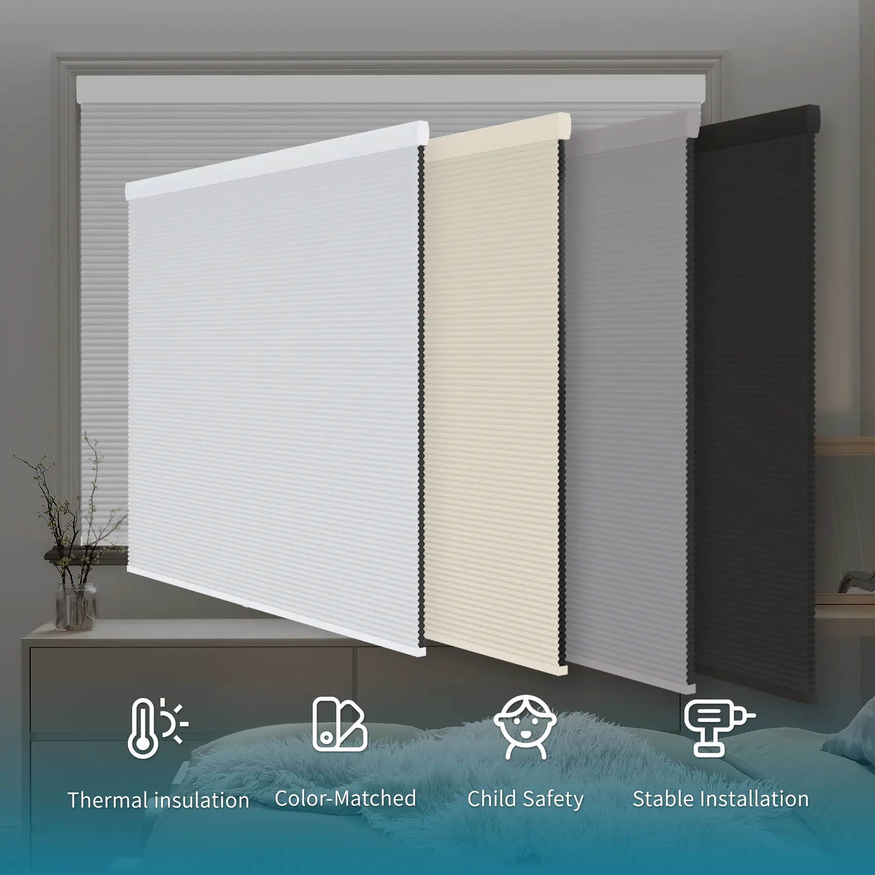 Cordless Blackout Cellular Shades for Windows - Image 2