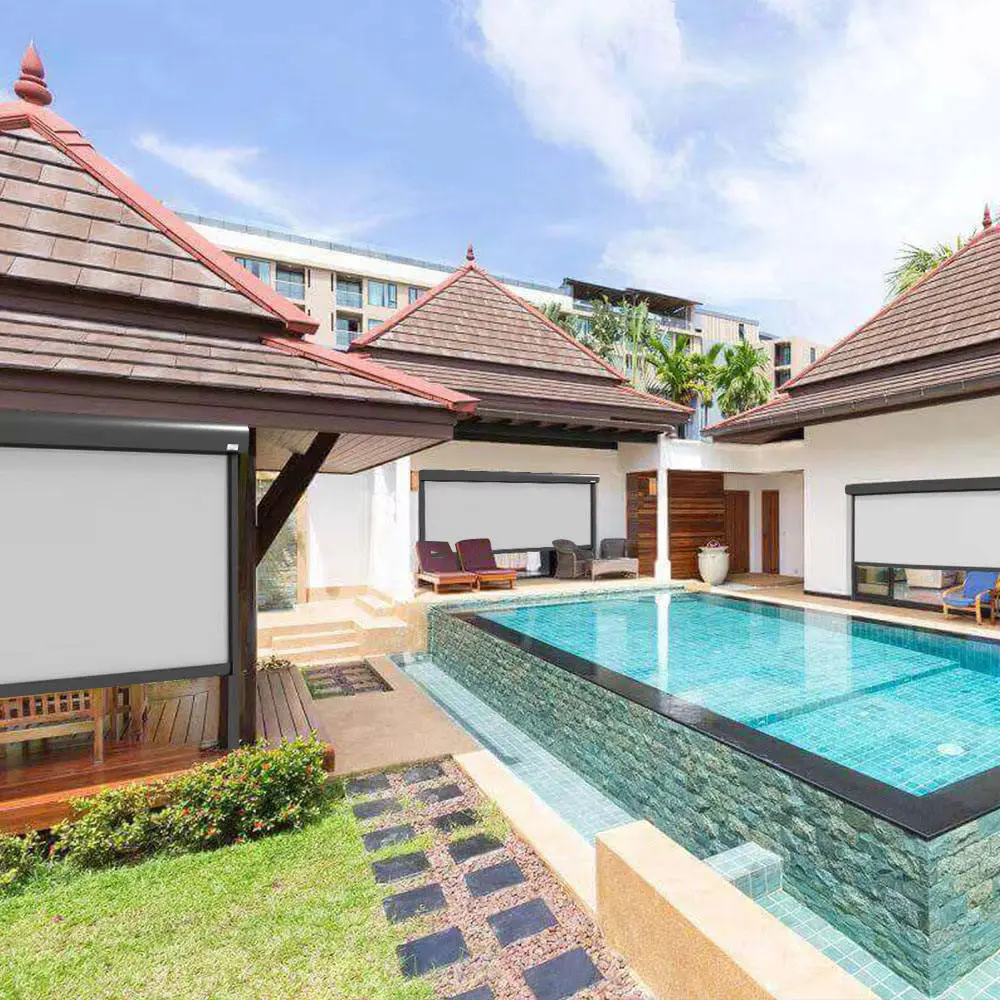 Electric Plain Outdoor Hotel Waterproof Sunshade Ziptrack Shades Restaurant Vertical Window Retractable Rolling Blinds Garage - Image 3